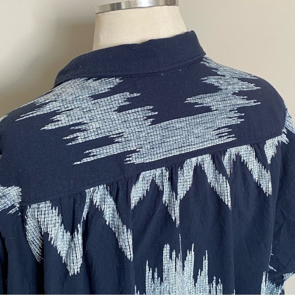 Anthropologie Pilcro The Romy Oversized Button Down Navy Western Aztec Top, Sm - Picture 11 of 16